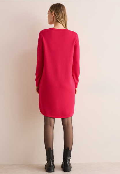 Kleid mit Rundhals - granita red