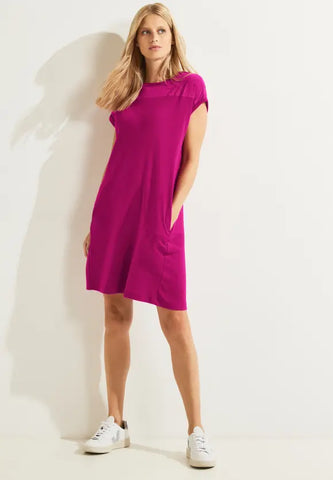 Materialmix Kleid - cool pink