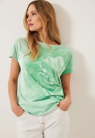 T-Shirt mit Fotoprint - fresh salvia green