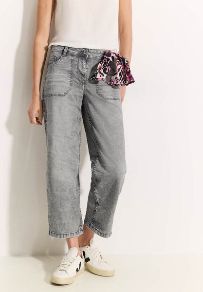 Culotte Jeans mit Bandana - mid grey random wash