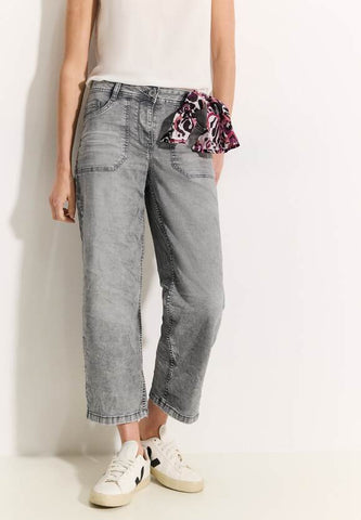 Culotte Jeans mit Bandana - mid grey random wash