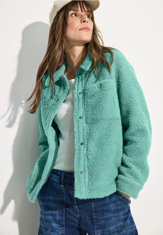 Teddy-Jacke mit Hemdkragen - adriatic green