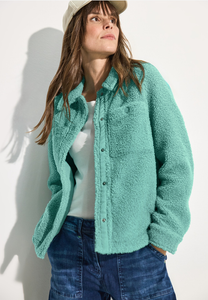 Teddy-Jacke mit Hemdkragen - adriatic green