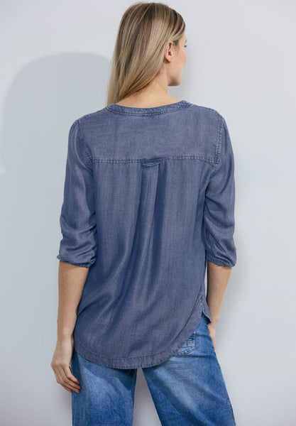 Jeans Look Bluse - mid blue wash