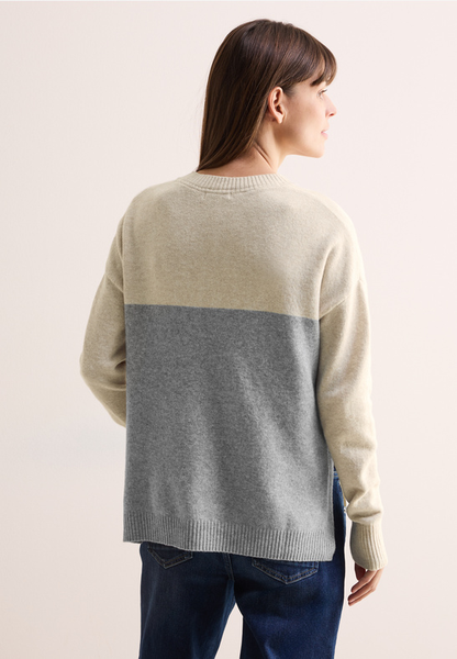 Colorblock Pullover - desert beige melange