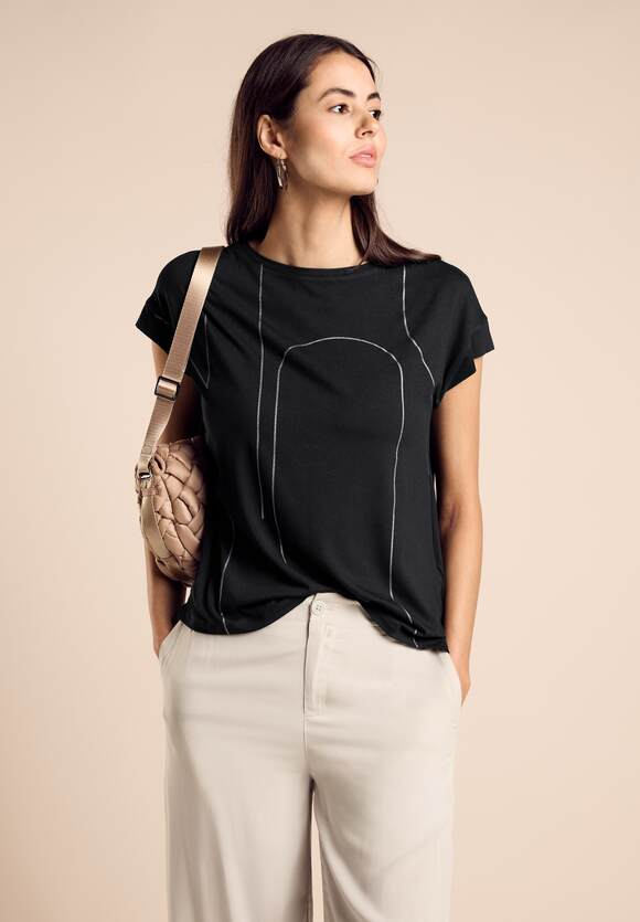 Leichtes T-Shirt mit Print - Black