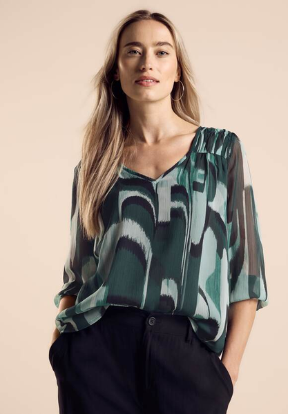 Chiffon-Tunika mit Print - hunter green