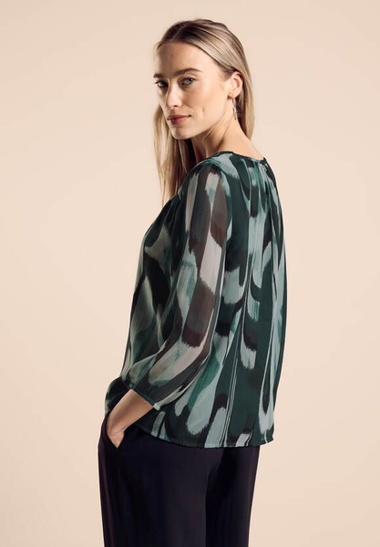 Chiffon-Tunika mit Print - hunter green