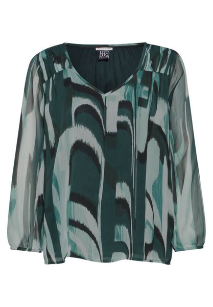 Chiffon-Tunika mit Print - hunter green