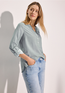 Gestreifte Basic Bluse - fir green