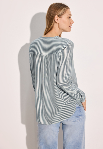 Gestreifte Basic Bluse - fir green