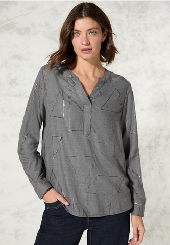 Bluse mit Folienprint - platinum grey mel.