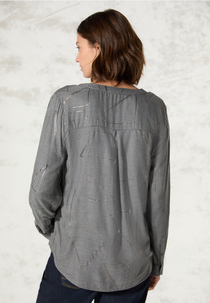 Bluse mit Folienprint - platinum grey mel.