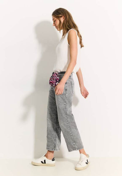 Culotte Jeans mit Bandana - mid grey random wash