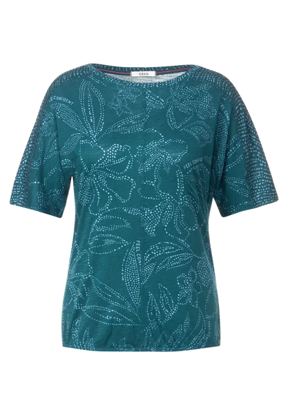 T-Shirt im Printmix - deep lake green