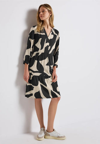 Gemustertes Tunika-Kleid - whale tail grey