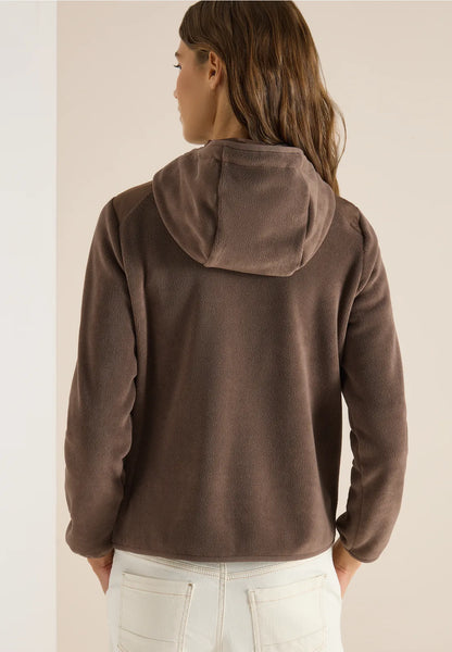 Fleecejacke mit Hoodie - urban taupe
