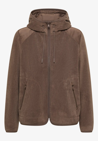 Fleecejacke mit Hoodie - urban taupe