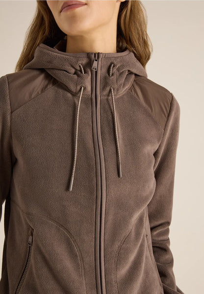 Fleecejacke mit Hoodie - urban taupe