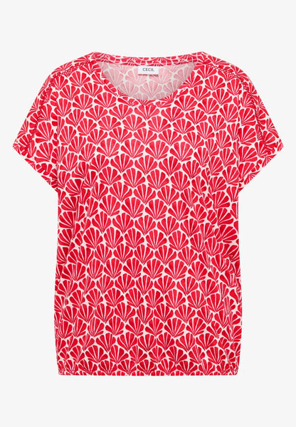 Kurzarm Shirt mit Spitzendetail - glazed apple red