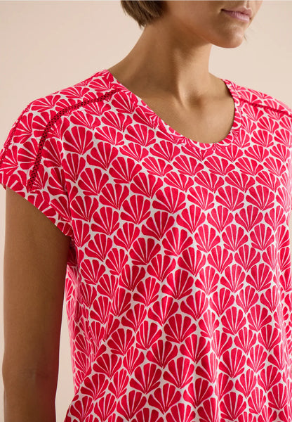 Kurzarm Shirt mit Spitzendetail - glazed apple red