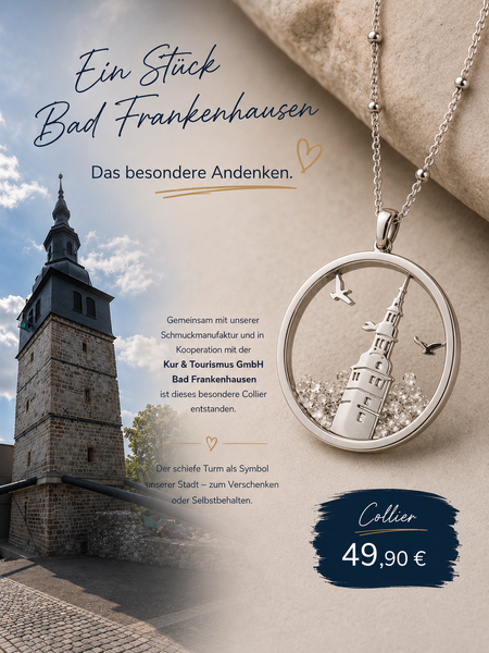 Der Schiefe Turm als Collier, Edelstahl